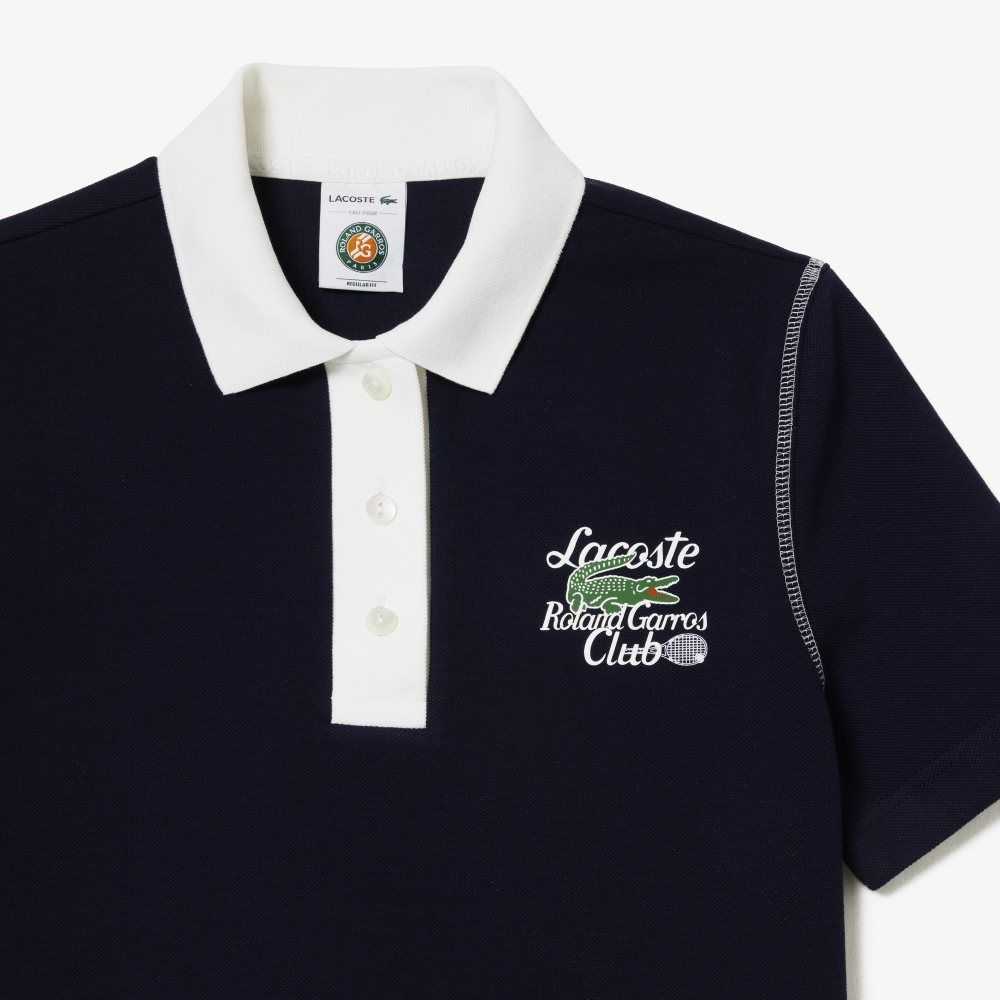 Lacoste SPORT Roland Garros Edition Bomull Pique Marinblå Blå Vita | VZGMN-1572