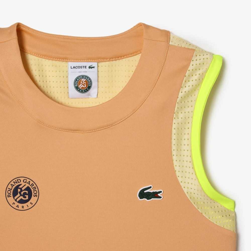 Lacoste SPORT Roland Garros Edition Cross Cut T-Shirt Ljusorange Gula | TQUWJ-5486