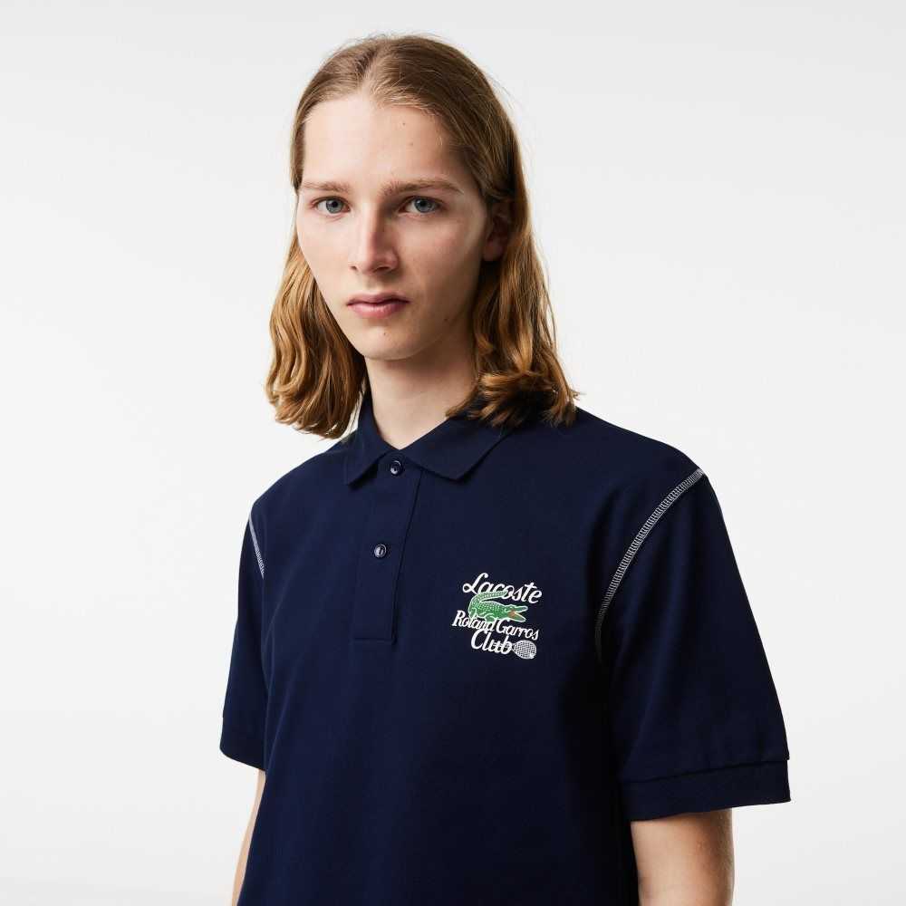 Lacoste SPORT Roland Garros Edition Pique Marinblå Blå | VGKUX-4251