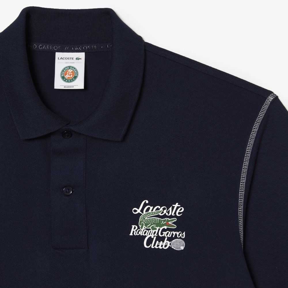 Lacoste SPORT Roland Garros Edition Pique Marinblå Blå | VGKUX-4251