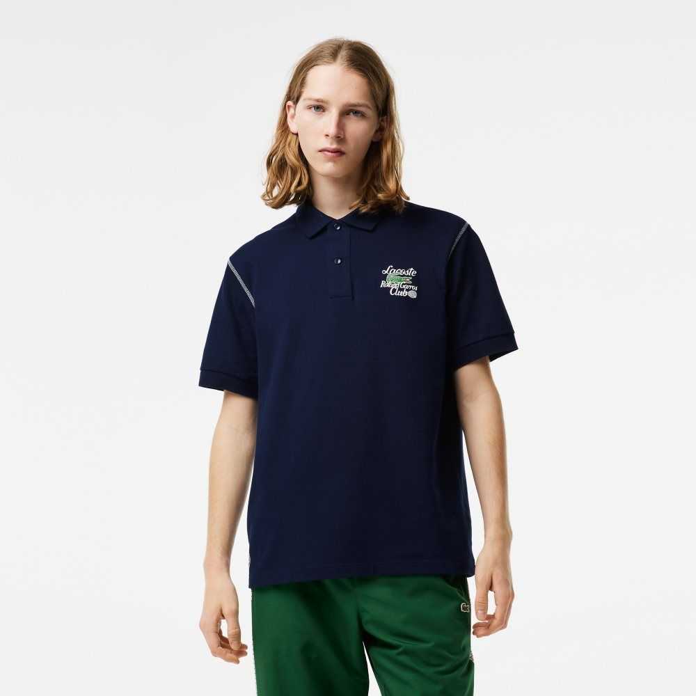 Lacoste SPORT Roland Garros Edition Pique Marinblå Blå | VGKUX-4251