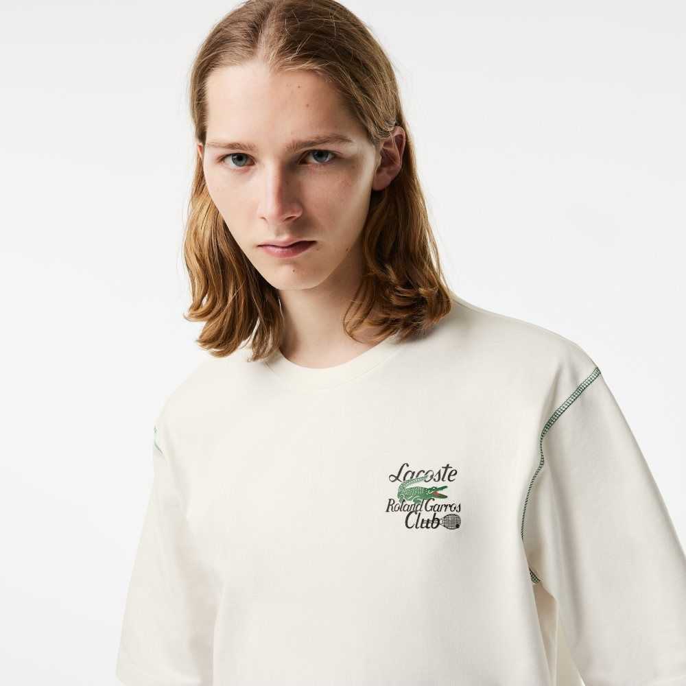 Lacoste SPORT Roland Garros Edition Tjock Jersey Vita | DJTMW-1956