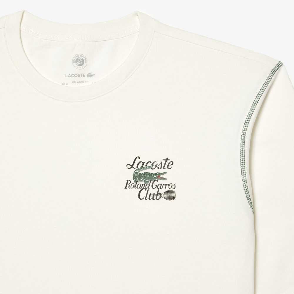 Lacoste SPORT Roland Garros Edition Tjock Jersey Vita | DJTMW-1956