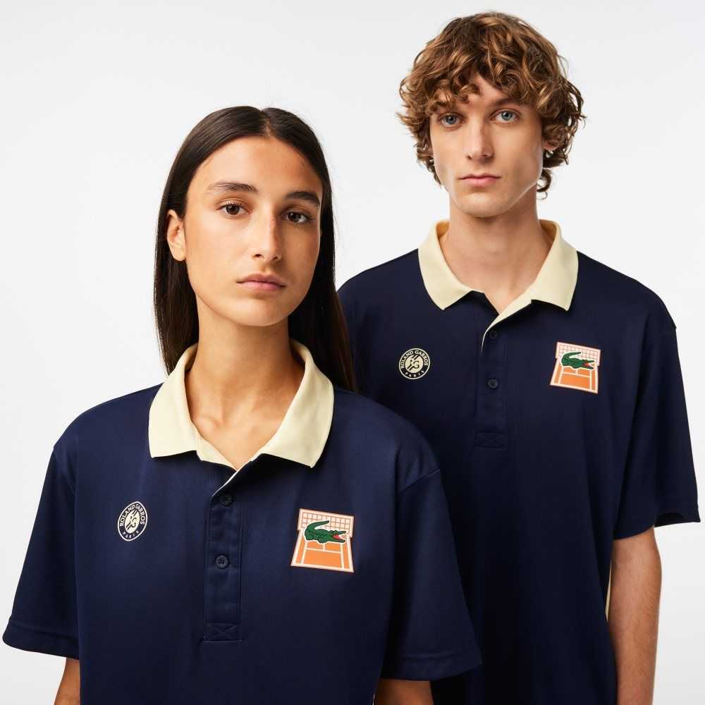 Lacoste SPORT Roland Garros Edition Ultra-Dry Marinblå Blå Gula | LKUEB-3078