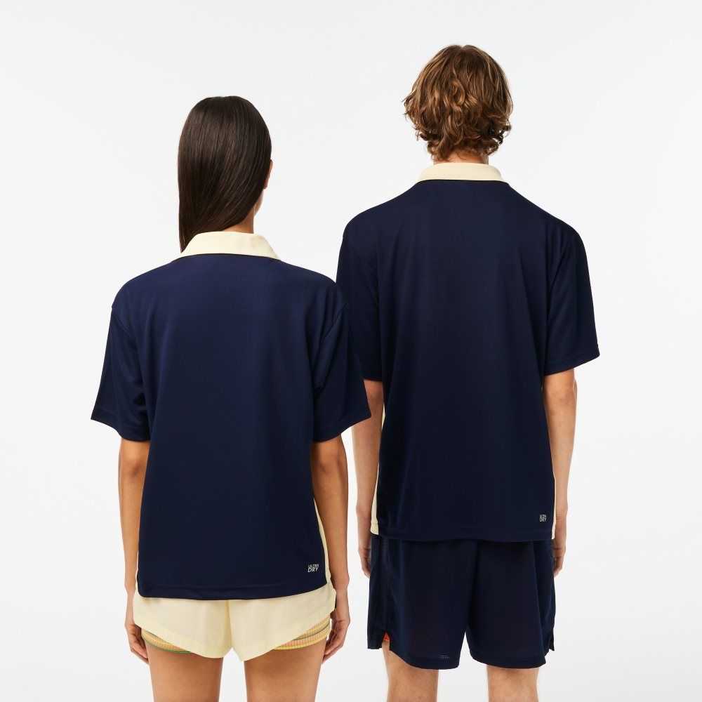 Lacoste SPORT Roland Garros Edition Ultra-Dry Marinblå Blå Gula | LKUEB-3078