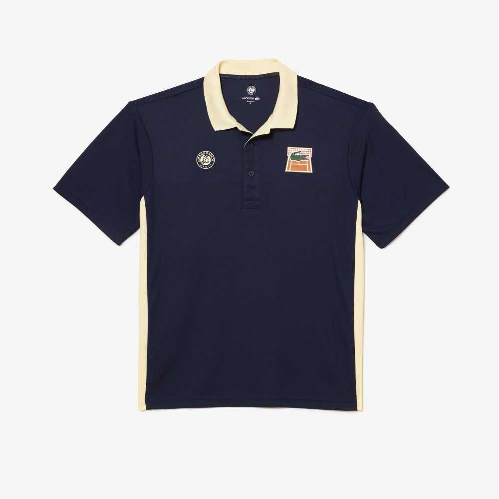 Lacoste SPORT Roland Garros Edition Ultra-Dry Marinblå Blå Gula | LKUEB-3078