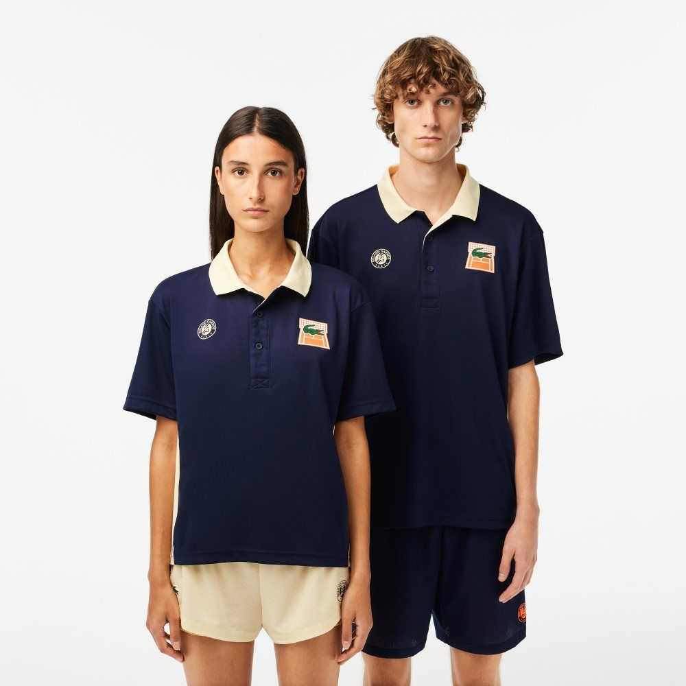 Lacoste SPORT Roland Garros Edition Ultra-Dry Marinblå Blå Gula | LKUEB-3078