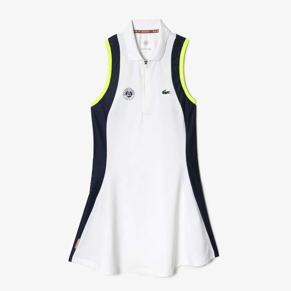 Lacoste SPORT Roland Garros Edition Ärmlös Vita Marinblå Blå Ljusorange | SHQJB-5367