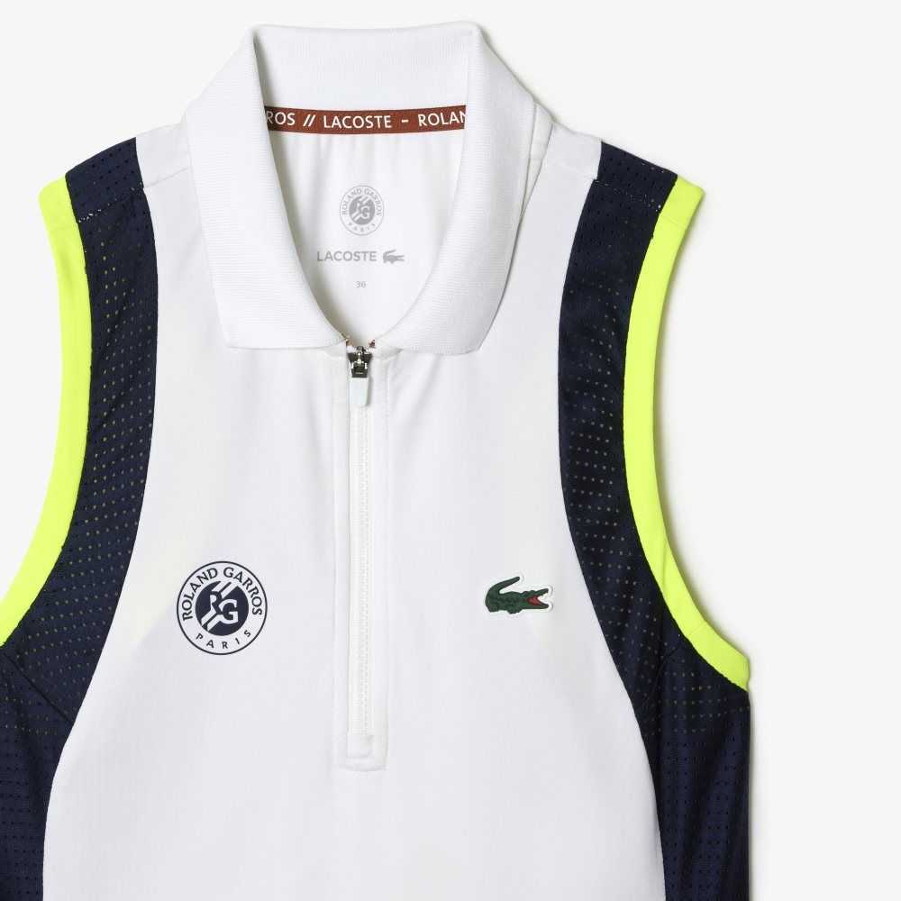 Lacoste SPORT Roland Garros Edition Ärmlös Vita Marinblå Blå Ljusorange | SHQJB-5367