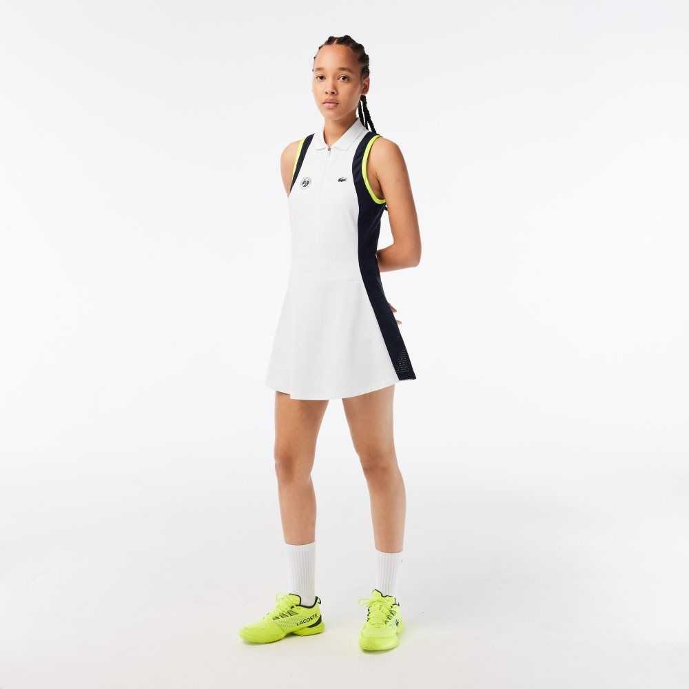 Lacoste SPORT Roland Garros Edition Ärmlös Vita Marinblå Blå Ljusorange | SHQJB-5367