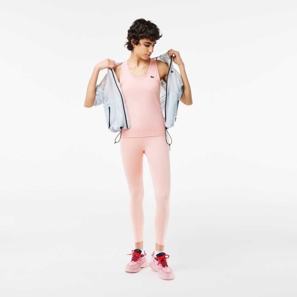 Lacoste SPORT Slim Fit Räfflad Tank Rosa | HPBSG-1048