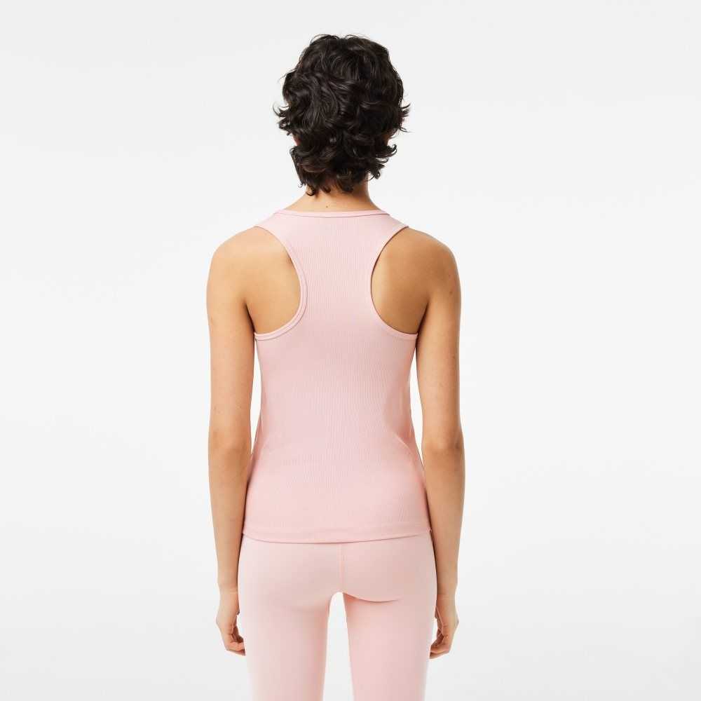 Lacoste SPORT Slim Fit Räfflad Tank Rosa | HPBSG-1048