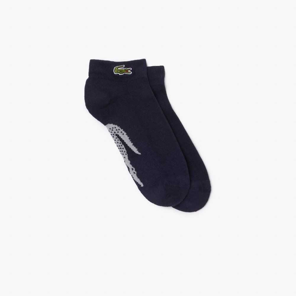 Lacoste SPORT Stretch Bomull Low-Cut Marinblå Blå Grå | JRSKW-0615