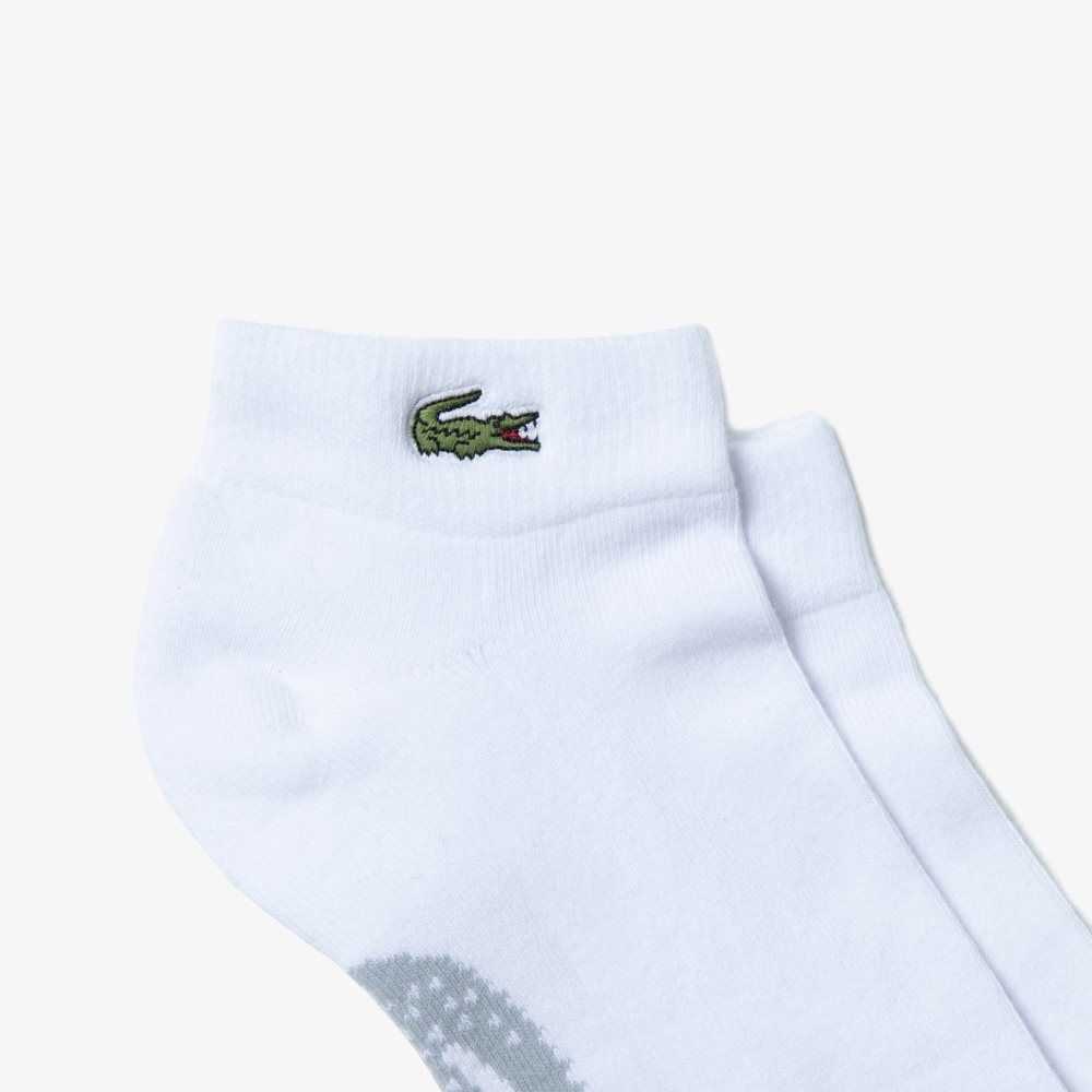 Lacoste SPORT Stretch Bomull Low-Cut Vita Grå | OGHIL-5439