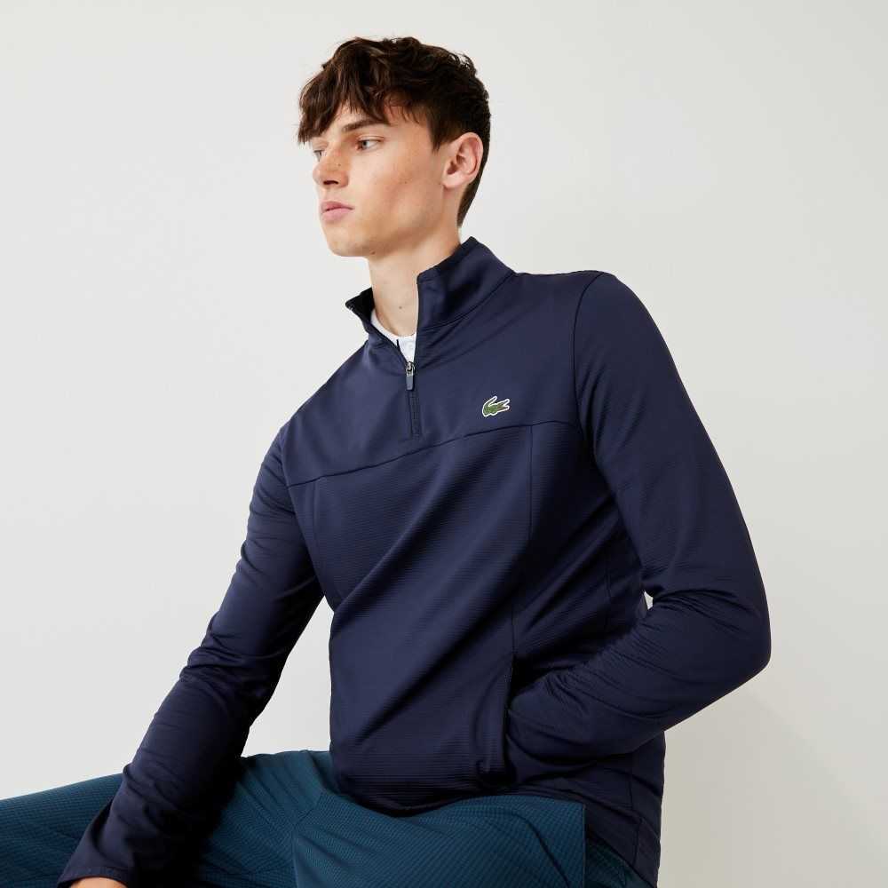 Lacoste SPORT Stretch Half Zip Marinblå Blå | JYRGE-1860