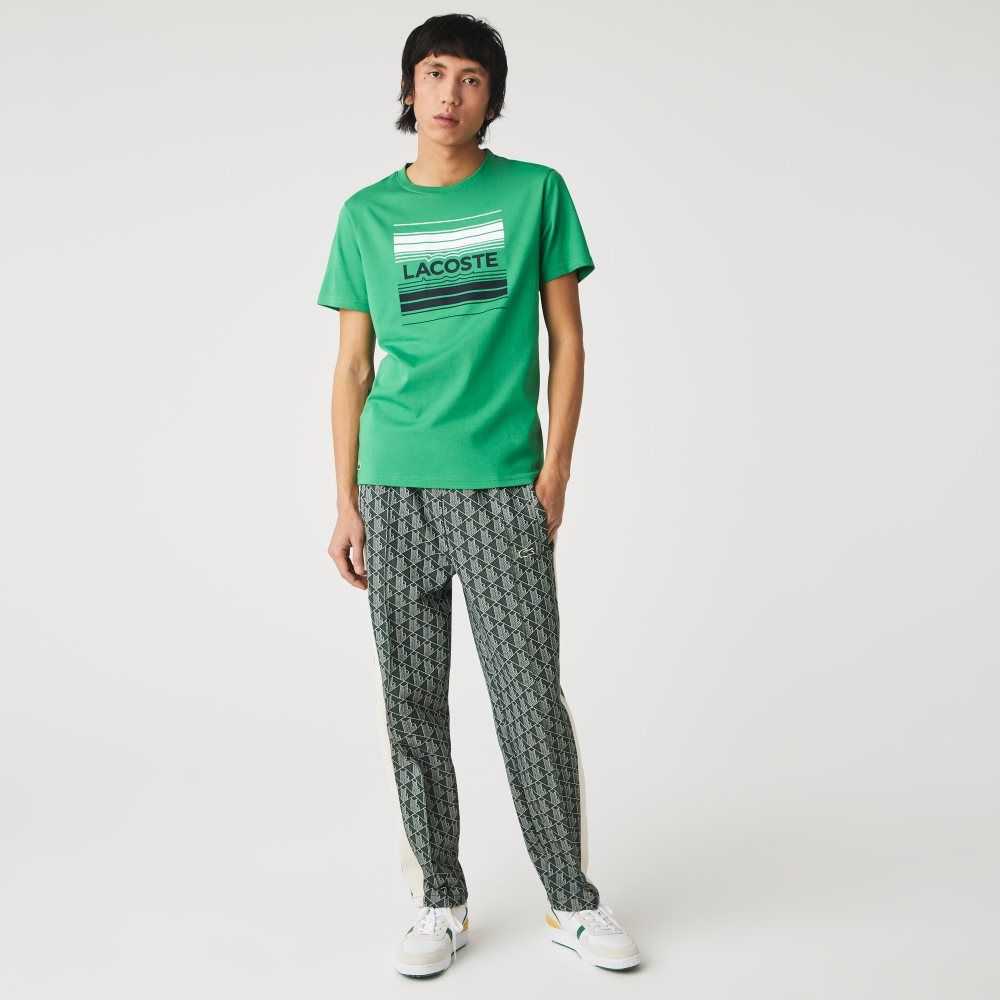 Lacoste SPORT Stylized Logo Print Organic Bomull Gröna | MJGVU-9567