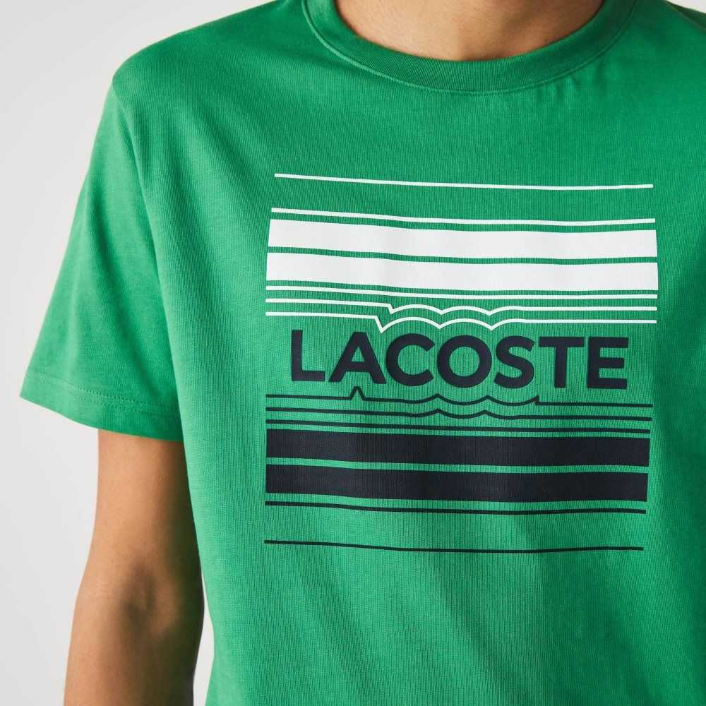 Lacoste SPORT Stylized Logo Print Organic Bomull Gröna | MJGVU-9567