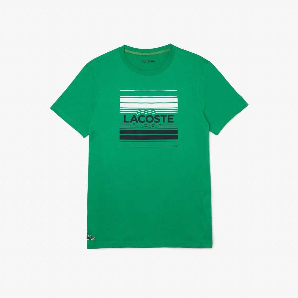 Lacoste SPORT Stylized Logo Print Organic Bomull Gröna | MJGVU-9567