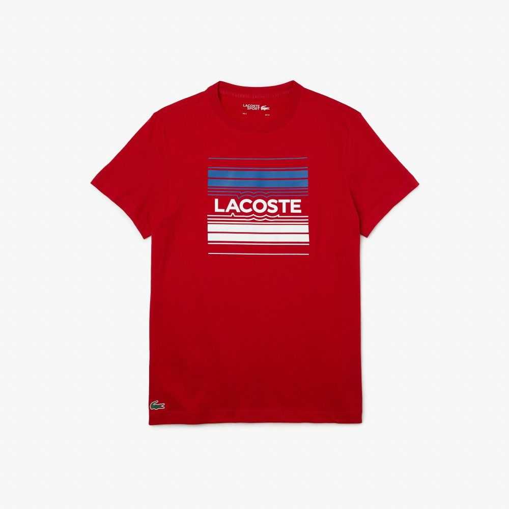 Lacoste SPORT Stylized Logo Print Organic Bomull Röda | PDYCK-2731