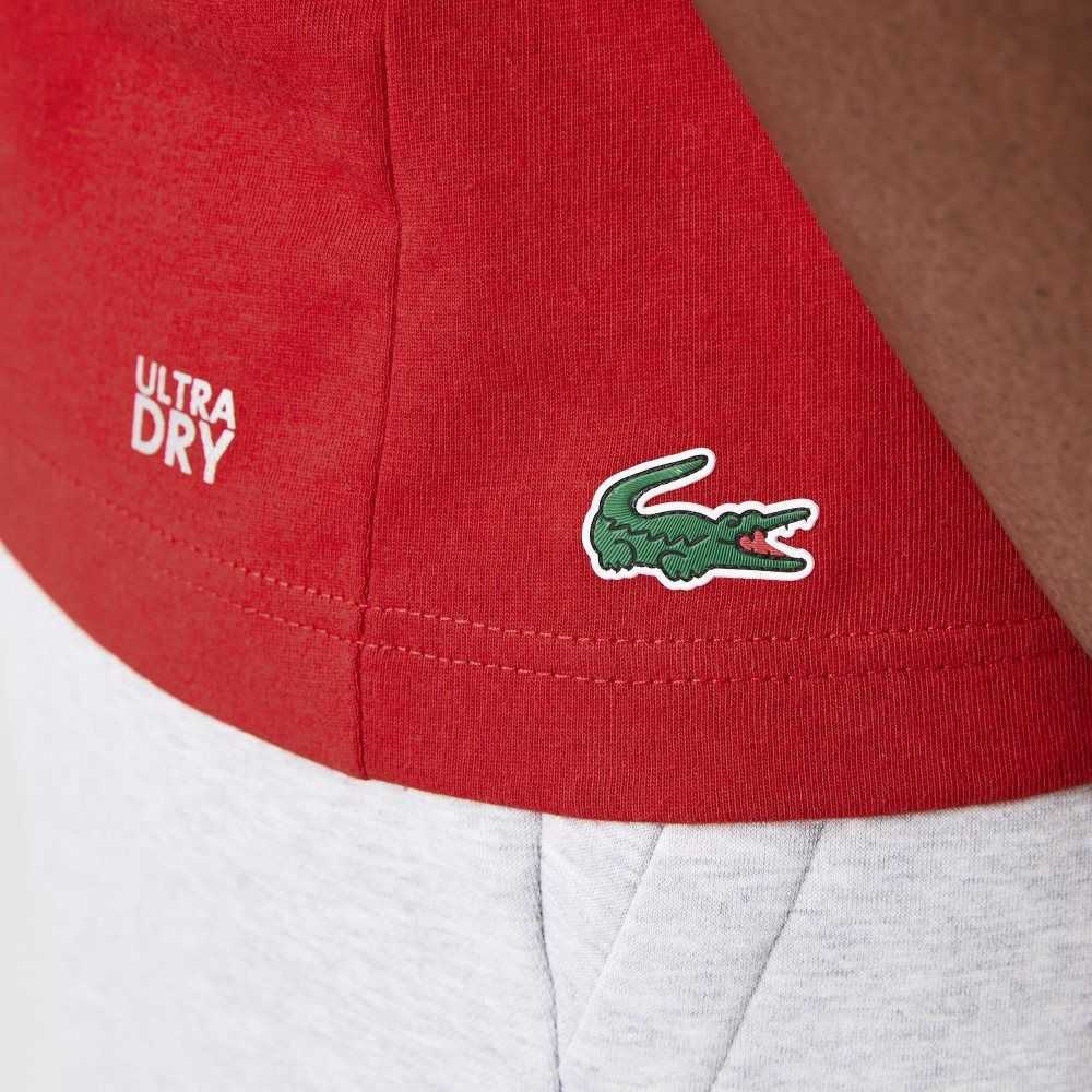 Lacoste SPORT Stylized Logo Print Organic Bomull Röda | PDYCK-2731