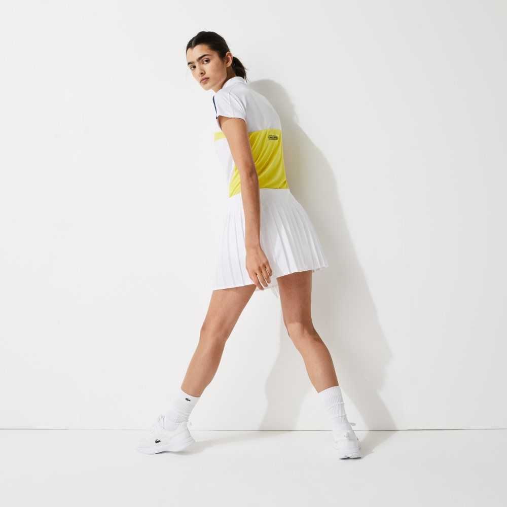 Lacoste SPORT Tennis Technical Mesh Plisserad Vita | NBJEM-5297