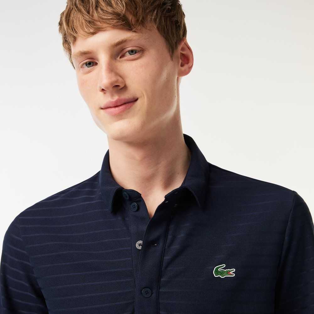 Lacoste SPORT Textured Andas Golf Polo Marinblå Blå | DRMIU-5684