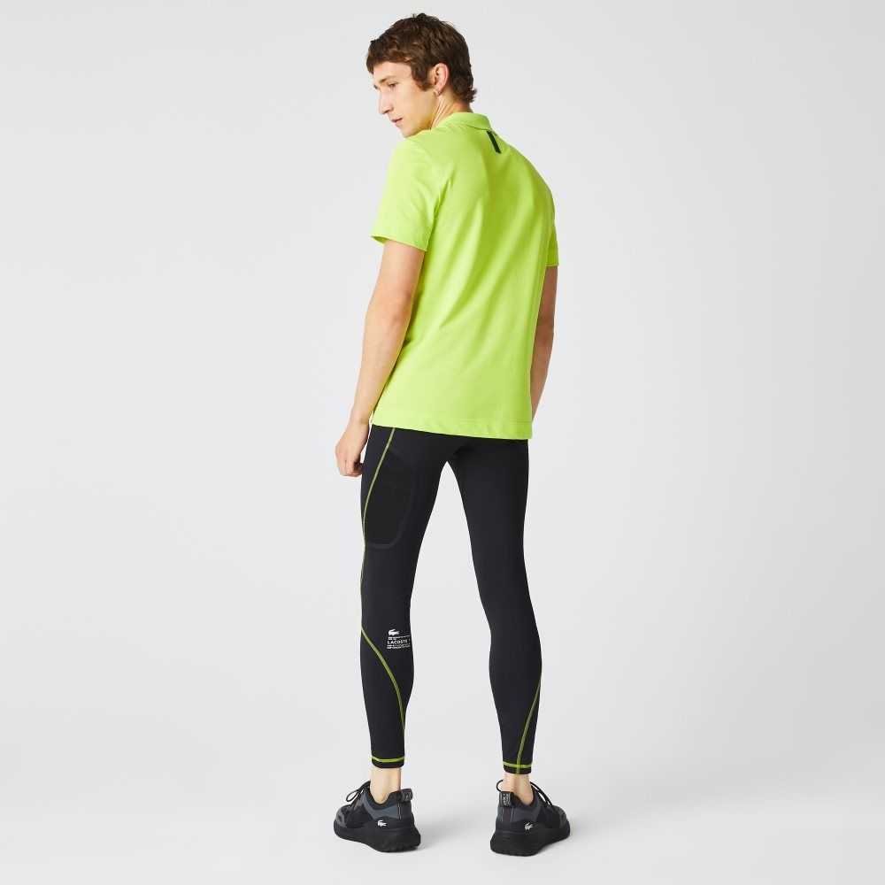 Lacoste SPORT Thermal Leggings Svarta Gula | FYPEH-3214