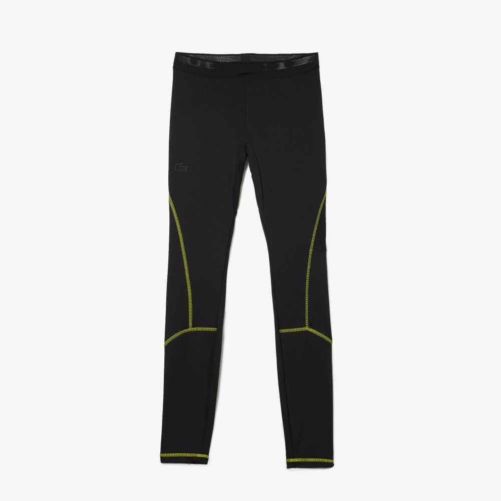 Lacoste SPORT Thermal Leggings Svarta Gula | FYPEH-3214