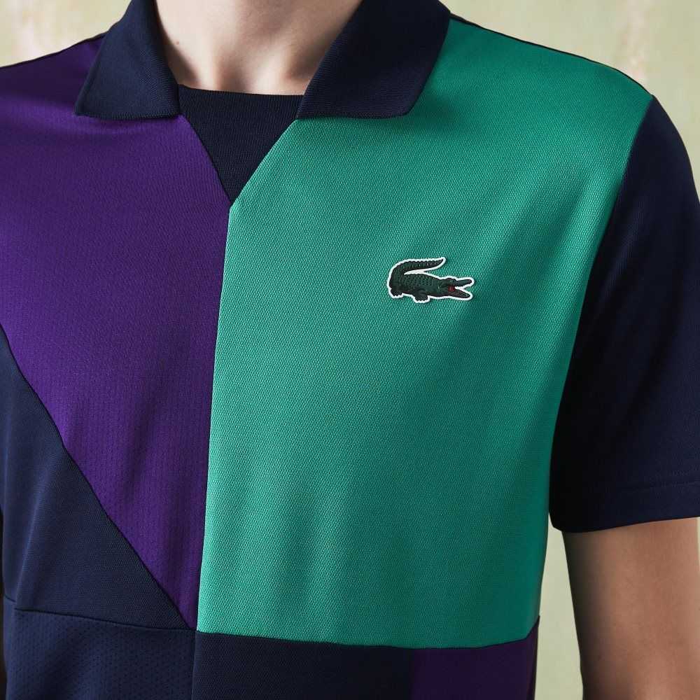 Lacoste SPORT Ultra-Dry Pique Tennis Marinblå Blå Lila Gröna | RPSUA-0746