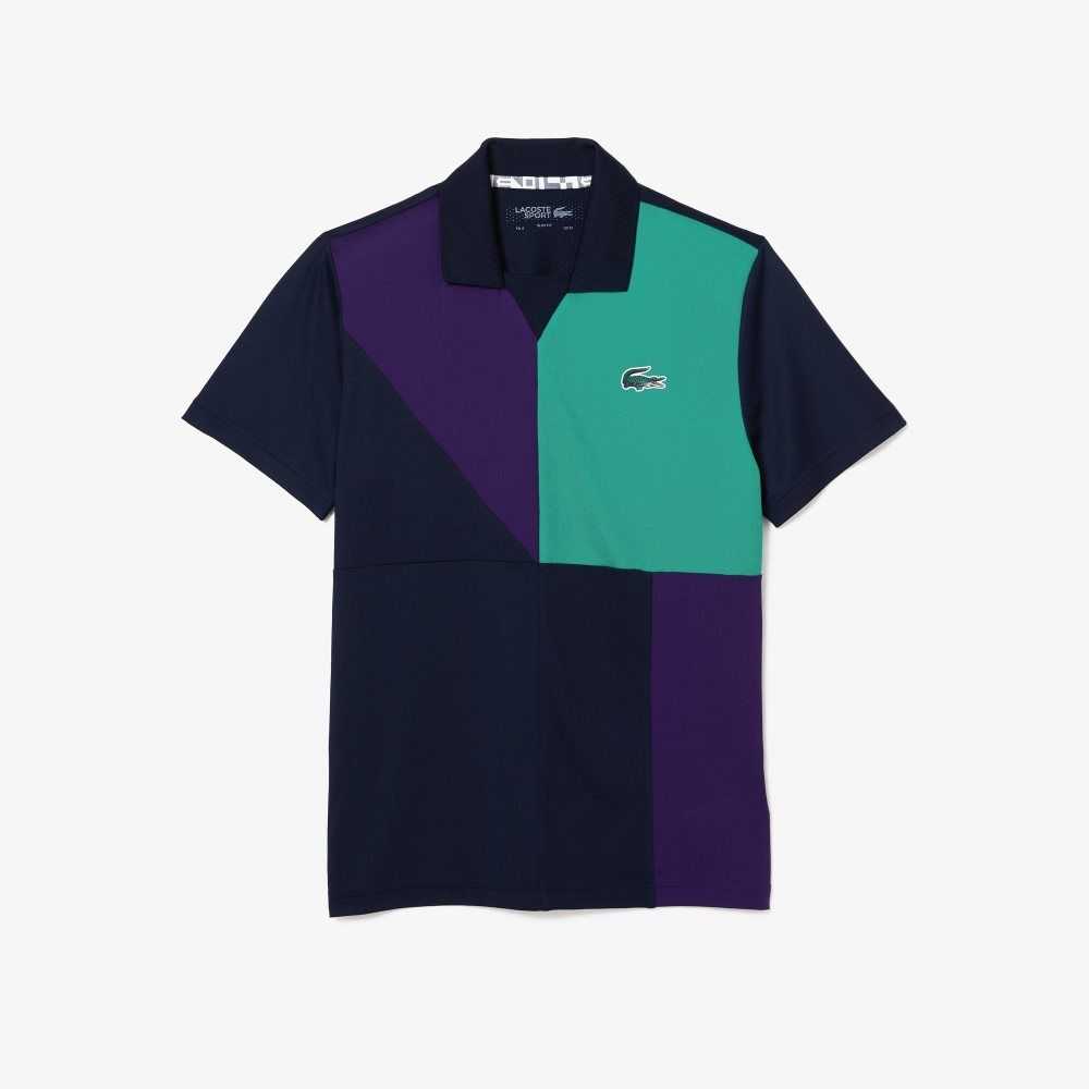 Lacoste SPORT Ultra-Dry Pique Tennis Marinblå Blå Lila Gröna | RPSUA-0746