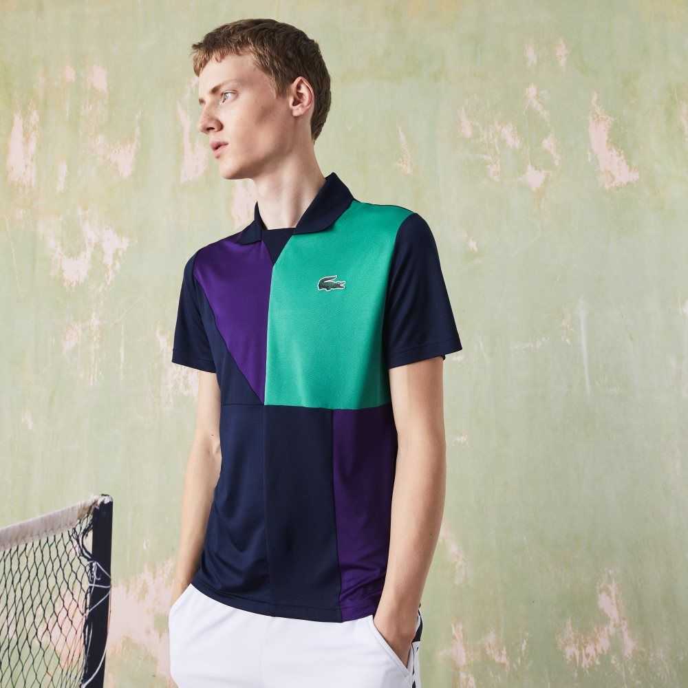 Lacoste SPORT Ultra-Dry Pique Tennis Marinblå Blå Lila Gröna | RPSUA-0746