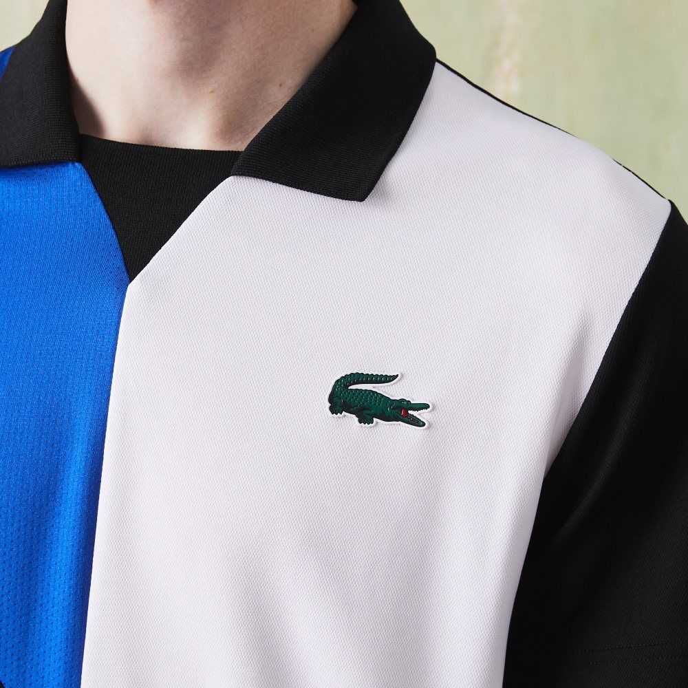 Lacoste SPORT Ultra-Dry Pique Tennis Svarta Blå Vita | TSGAM-2069