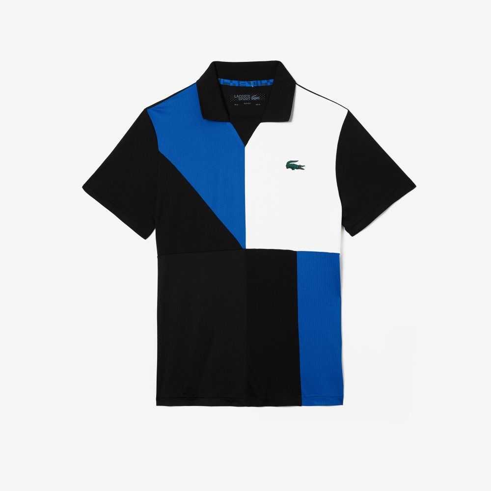 Lacoste SPORT Ultra-Dry Pique Tennis Svarta Blå Vita | TSGAM-2069