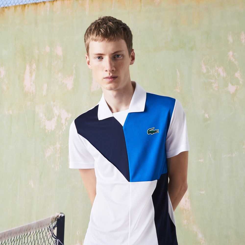 Lacoste SPORT Ultra-Dry Pique Tennis Vita Svarta Blå | DUWAI-7185