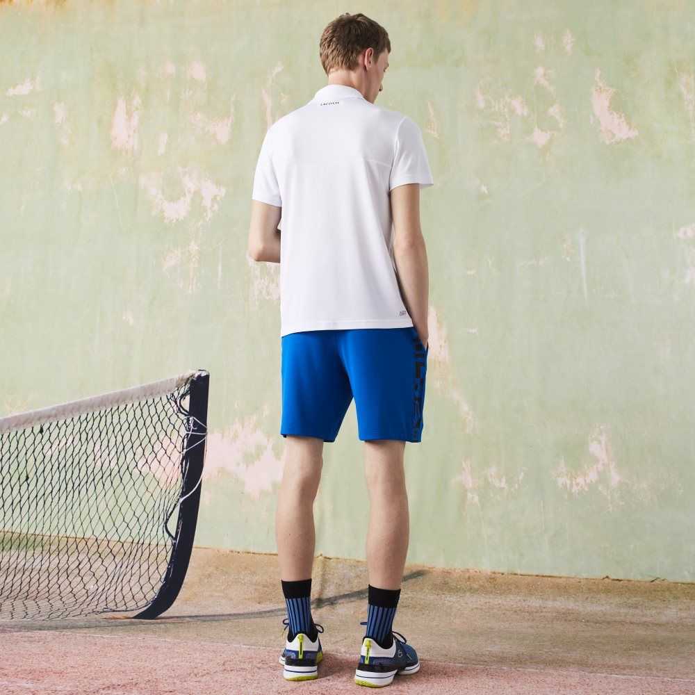 Lacoste SPORT Ultra-Dry Pique Tennis Vita Svarta Blå | DUWAI-7185