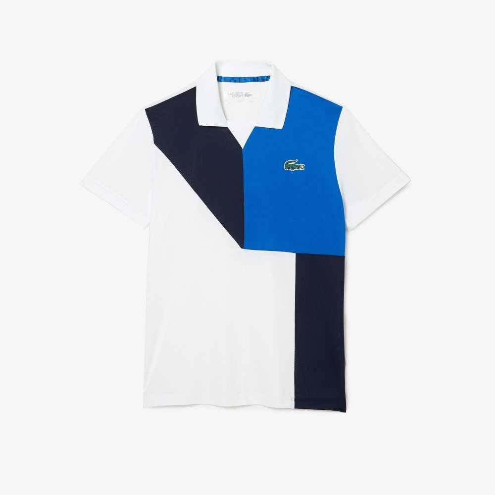 Lacoste SPORT Ultra-Dry Pique Tennis Vita Svarta Blå | DUWAI-7185