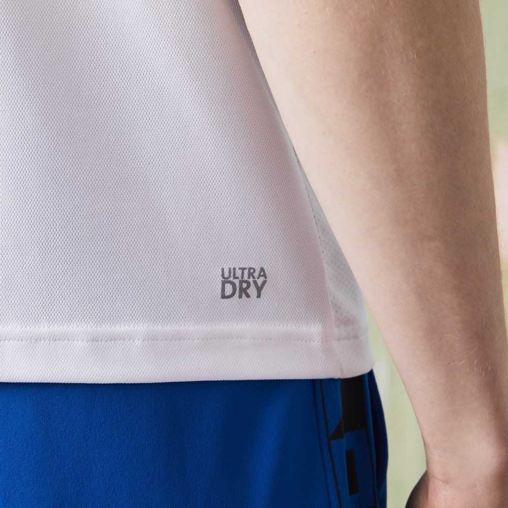 Lacoste SPORT Ultra-Dry Pique Tennis Vita Svarta Blå | DUWAI-7185