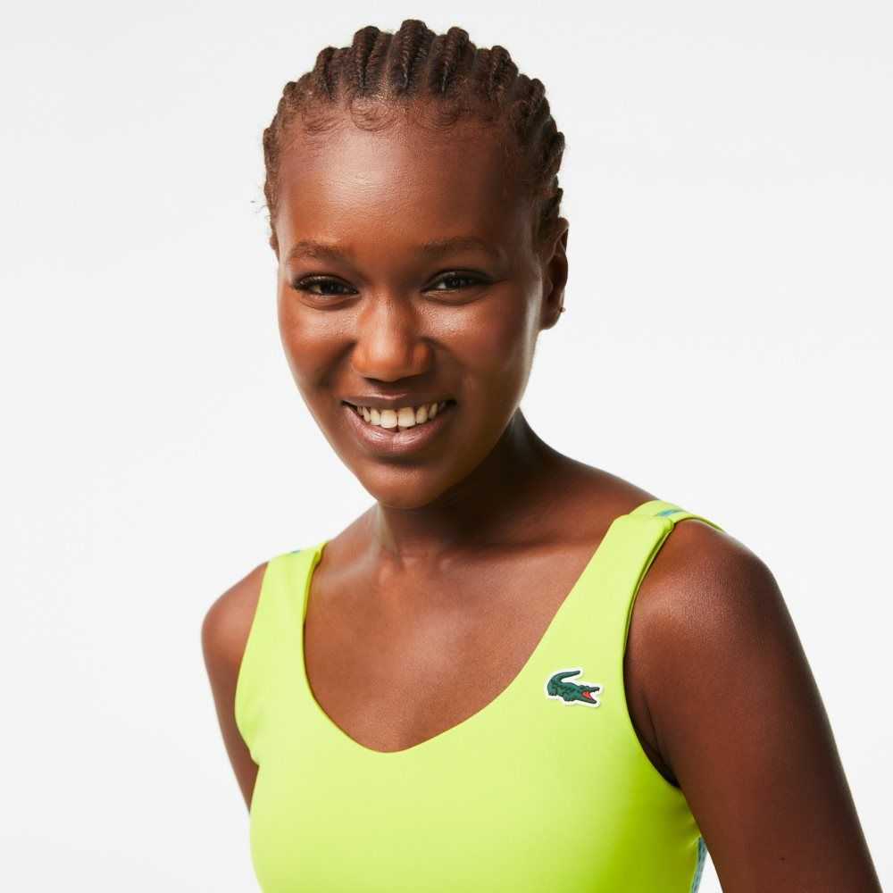 Lacoste SPORT Ultra-Dry Recycled Polyester Sports Bra Gula Gröna | BKRDI-1857