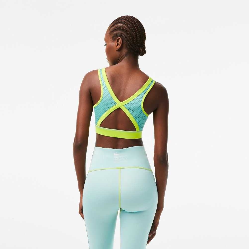 Lacoste SPORT Ultra-Dry Recycled Polyester Sports Bra Gula Gröna | BKRDI-1857