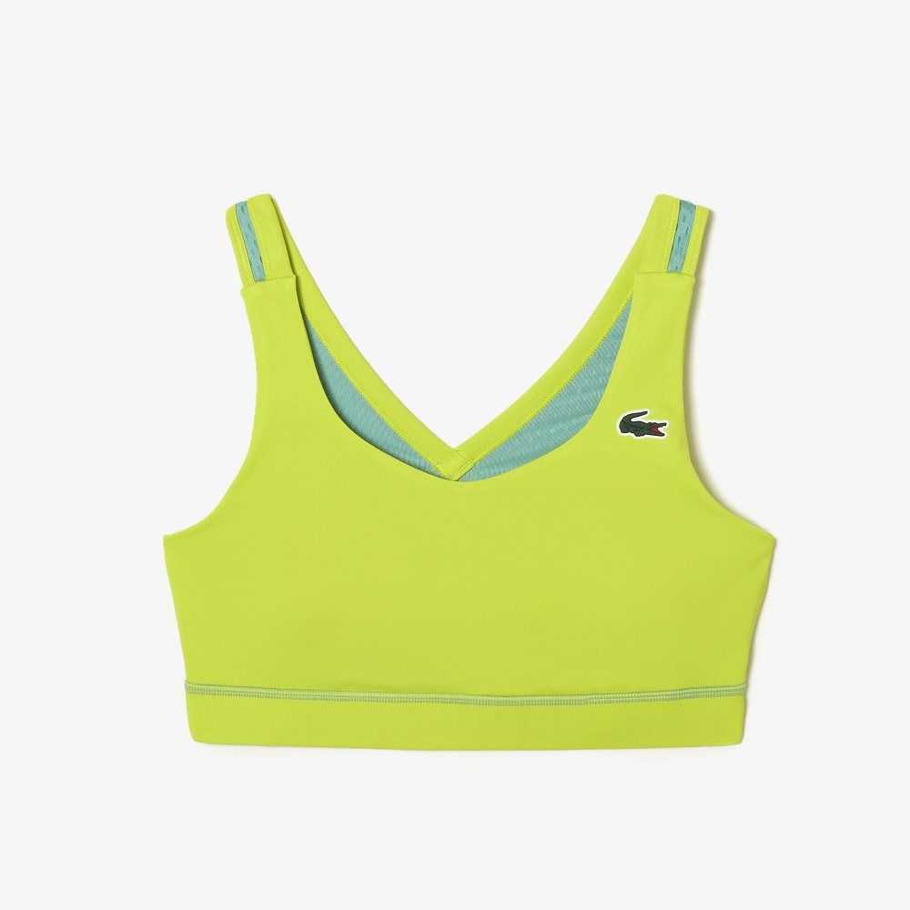 Lacoste SPORT Ultra-Dry Recycled Polyester Sports Bra Gula Gröna | BKRDI-1857