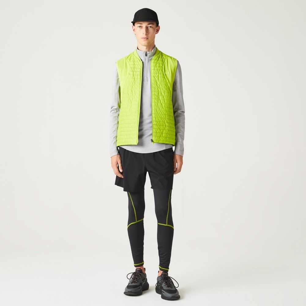 Lacoste SPORT Vadderad Reversible Vest Gula Svarta | MAVYT-0869