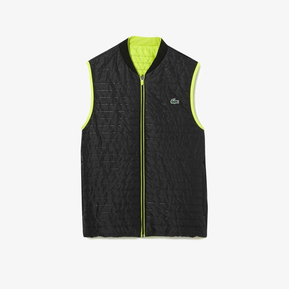 Lacoste SPORT Vadderad Reversible Vest Gula Svarta | MAVYT-0869