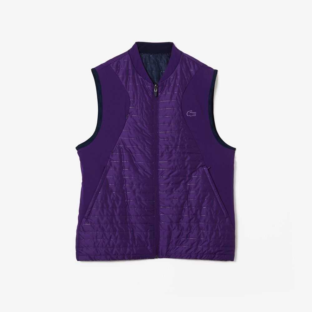 Lacoste SPORT Vadderad Reversible Vest Lila Marinblå Blå | BCGEM-5391