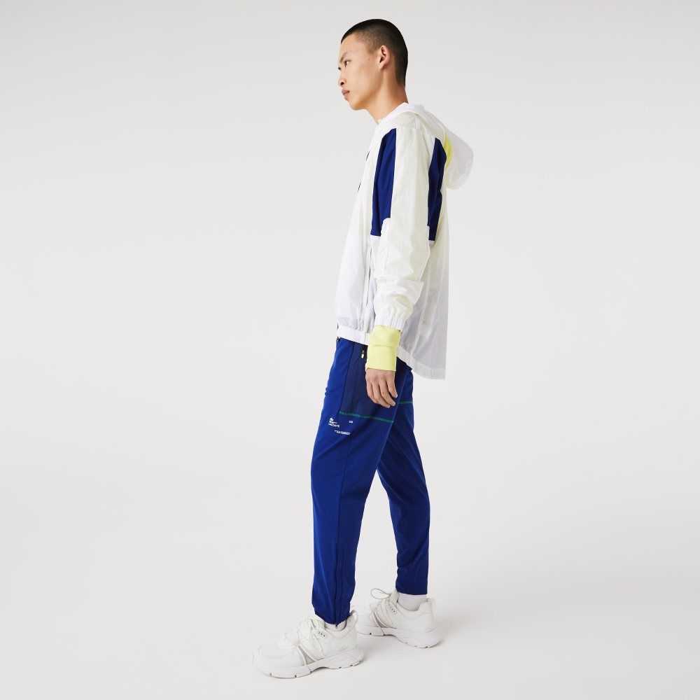 Lacoste SPORT Zip Pockets Tapered Tracksuit Blå Vita | IFJTX-7482