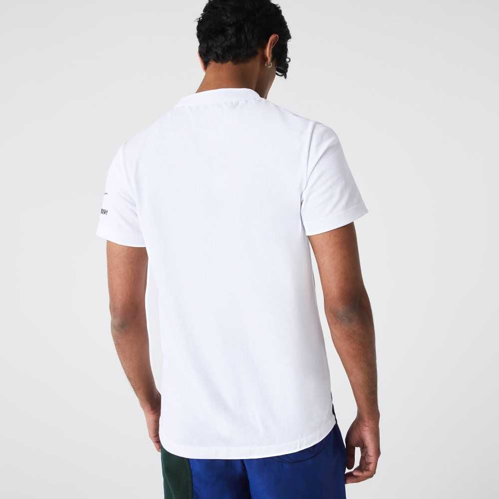 Lacoste SPORT x Theo Curin Tryck Jersey Vita Marinblå Blå | CNEOJ-4981