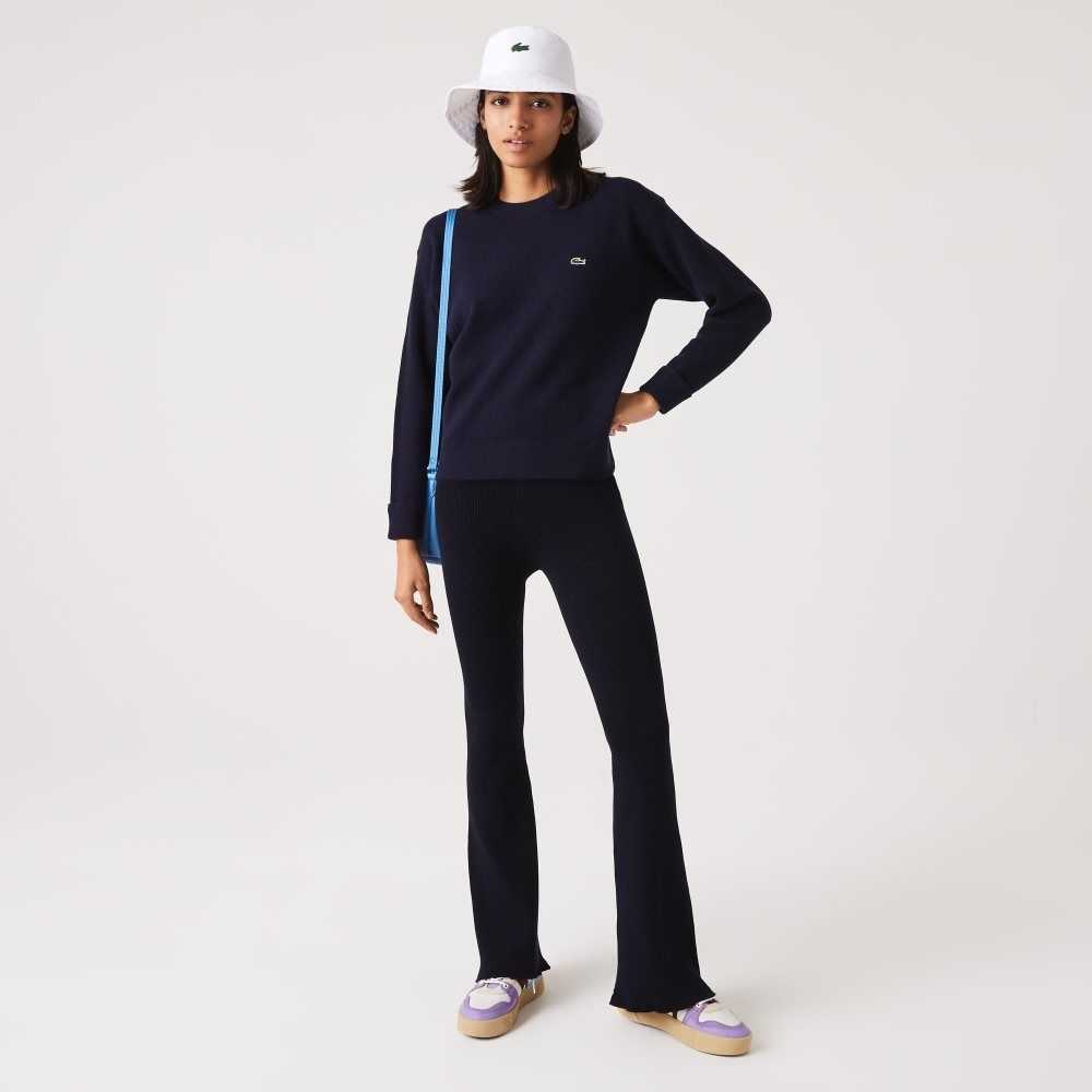 Lacoste Seamless Räfflad Knit Leggings Marinblå Blå | HZSBW-6209