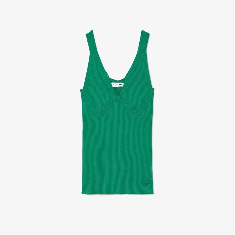 Lacoste Seamless Räfflad Knit Tank Gröna | FONCL-3072