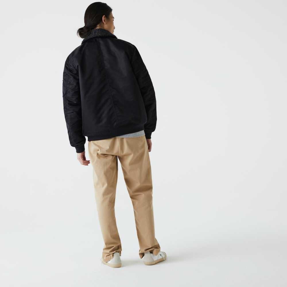 Lacoste Sherpa Collar Vadderad Bomber Mörkgrå Marinblå Blå | LUWZN-9705