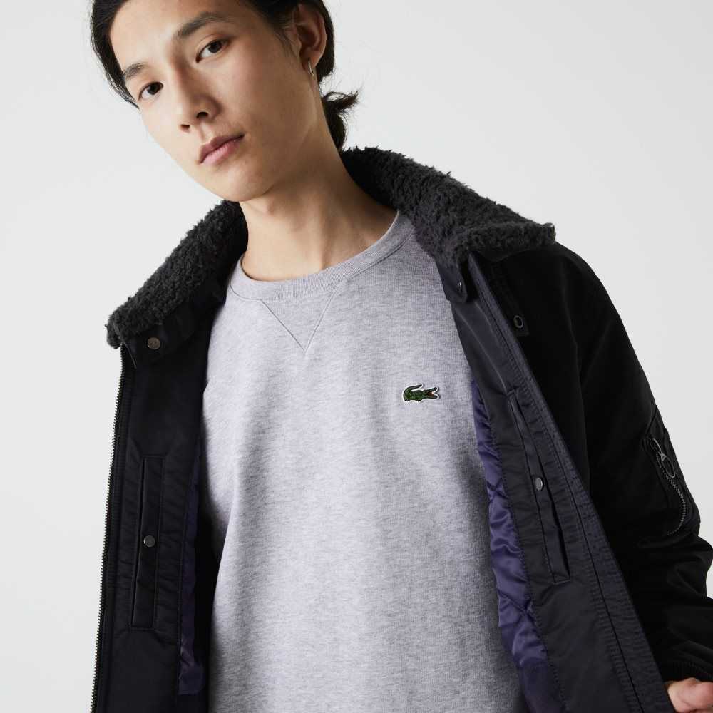 Lacoste Sherpa Collar Vadderad Bomber Mörkgrå Marinblå Blå | LUWZN-9705