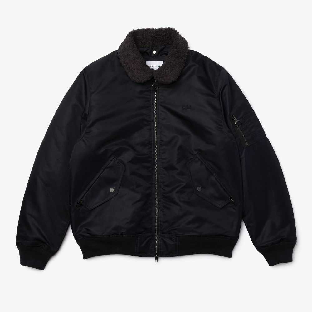 Lacoste Sherpa Collar Vadderad Bomber Mörkgrå Marinblå Blå | LUWZN-9705